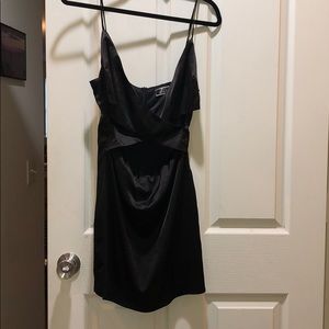 Black Silk Mini Dress Criss Cross Front